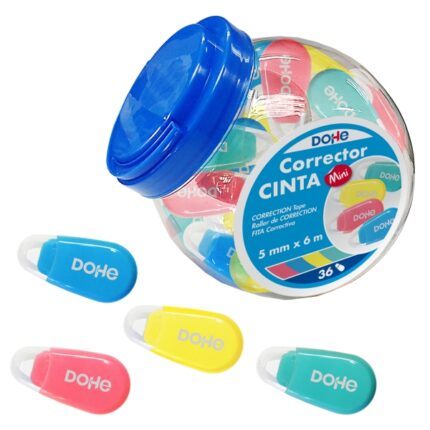 Espositore Dohe con 36 mini nastri correttori 5 mm x 6 m - Colori assortiti