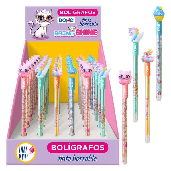 Dohe Rain or Shine Espositore da 36 penne cancellabili - Punta a sfera da 1