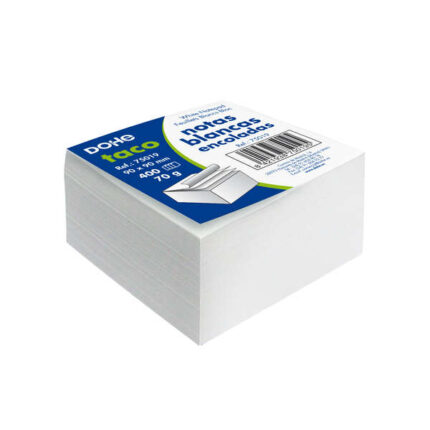 Dohe Blocco da 400 foglietti da 90x90 mm - Carta bianca da 70 g - Incollati nella parte superiore