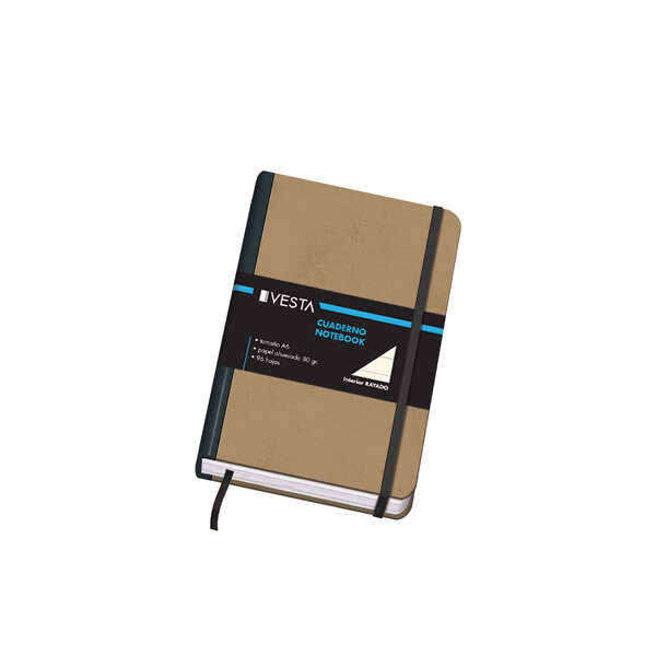 Dohe Quaderno in cartoncino con angoli arrotondati - 96 fogli di carta color avorio da 80 g - Copertina in tre pezzi con dorso in tessuto - Chiusura con elastici e nastro segnalibro