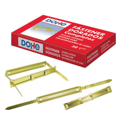 Dohe Confezione da 50 fermagli metallici dorati - Per rilegature da 80 mm - Linguetta e perno