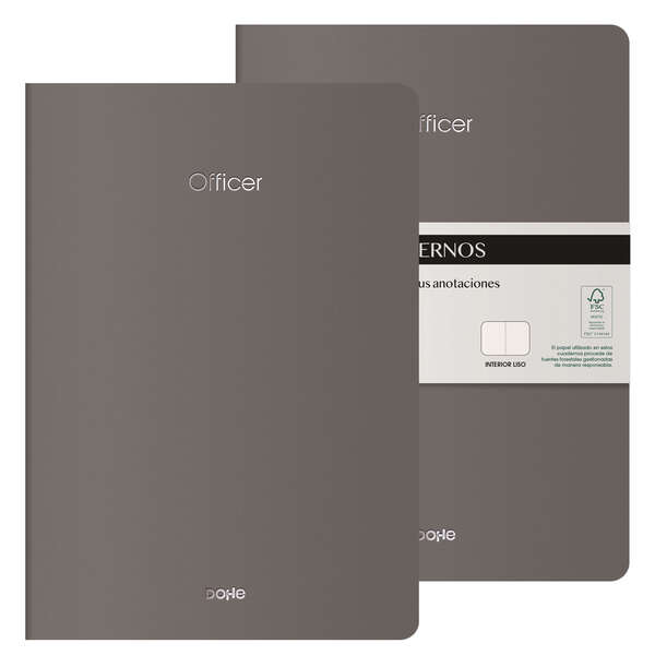 Dohe Officer Quaderno A4 40 fogli lisci - Carta color avorio 90 g/m2 - Copertina in cartoncino 300 g/m2 - Colore grigio Dohe Officer Quaderno A4 40 fogli lisci - Carta color avorio 90 g/m2 - Copertina in cartoncino 300 g/m2 - Colore grigio