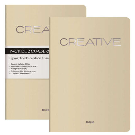 Dohe Creative Quaderno A4 40 fogli lisci - Carta color avorio 90 g/m² - Copertina in cartoncino 300 g/m² - Colore beige