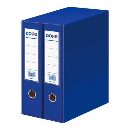 Dohe Modulo da 2 raccoglitori A4 a dorso largo con anello e gancio - Cartone rivestito in polipropilene - Angolari metallici - Leva di massima qualità - Colore blu