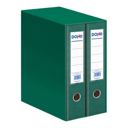 Dohe Modulo da 2 raccoglitori Folio a dorso largo con anello e gancio - Cartone rivestito in polipropilene - Angolari metallici - Leva di massima qualità - Colore verde
