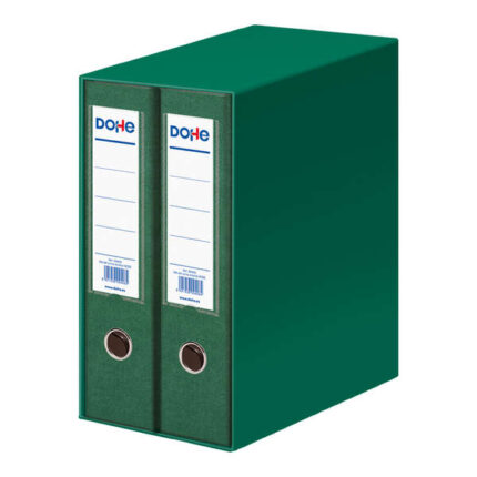 Dohe Modulo da 2 raccoglitori A4 a dorso largo con anello e gancio - Cartone rivestito in polipropilene - Angolari metallici - Leva di massima qualità - Colore verde