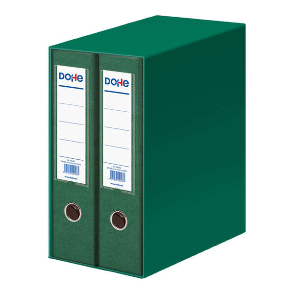 Dohe Modulo da 2 raccoglitori A4 a dorso largo con anello e gancio - Cartone rivestito in polipropilene - Angolari metallici - Leva di massima qualità - Colore verde