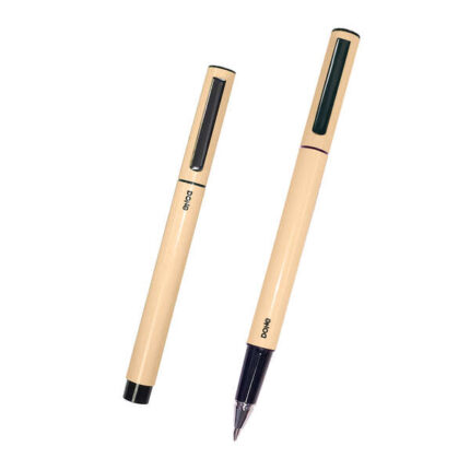 Dohe Penne a sfera in metallo leggero - Corpo ovale giallo - Ergonomiche e scorrevolezza perfetta - Cappuccio con clip - Realizzate in alluminio - Inchiostro blu