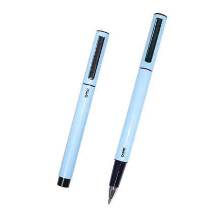 Dohe - Eleganti penne a sfera in metallo leggero - Corpo ovale blu ergonomico - Cappuccio con clip - Realizzate in alluminio - Inchiostro blu