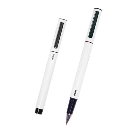 Dohe Eleganti penne a sfera in metallo leggero - Corpo ovale bianco - Ergonomiche e scorrevoli - Cappuccio con clip - Realizzate in alluminio - Inchiostro blu