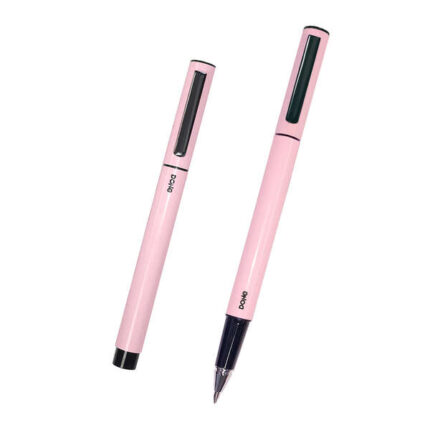 Dohe Eleganti penne a sfera in metallo leggero - Corpo ovale rosa - Ergonomiche e scorrevoli - Cappuccio con clip abbinata - Realizzate in alluminio - Inchiosto blu incluso