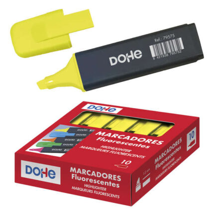 Pennarello fluorescente Dohe - Punta smussata da 1-5 mm - Clip sul cappuccio - Adatto a tutti i tipi di carta - Colore giallo