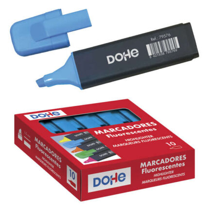 Pennarelli fluorescenti Dohe - Punta smussata da 1-5 mm - Clip sul cappuccio - Adatto a tutti i tipi di carta - Colore blu