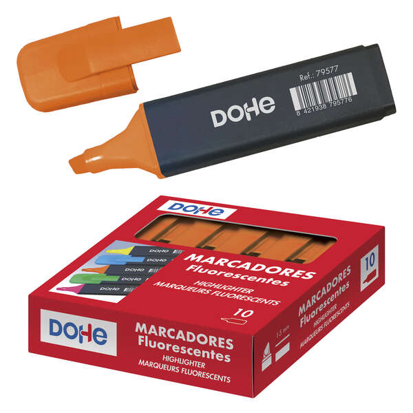 Evidenziatori Dohe - Punta smussata da 1-5 mm - Clip sul cappuccio - Adatti a tutti i tipi di carta - Colore arancione