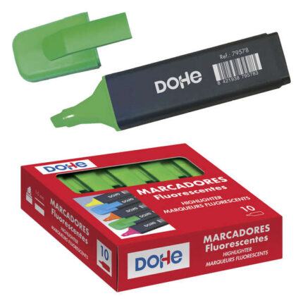 Dohe Pennarelli fluorescenti - Punta smussata da 1-5 mm - Clip sul cappuccio - Adatto a tutti i tipi di carta - Colore verde
