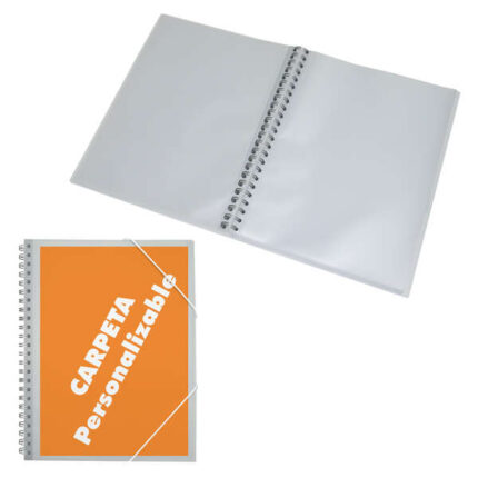 Cartellina Dohe con buste A4 - Copertina in polipropilene da 500 micron - Tasca personalizzabile - 30 buste trasparenti - Chiusura con elastici
