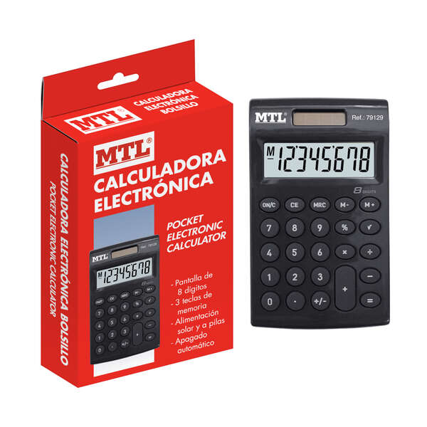 Dohe Calcolatrice elettronica a 8 cifre - Alimentazione solare e a batterie - 3 tasti di memoria - Spegnimento automatico - Formato mini