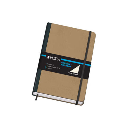 Dohe Quaderno in cartoncino con angoli arrotondati - 96 fogli di carta color avorio da 80 g - Copertina in tre pezzi con dorso in tessuto - Chiusura con elastici e nastro segnalibro