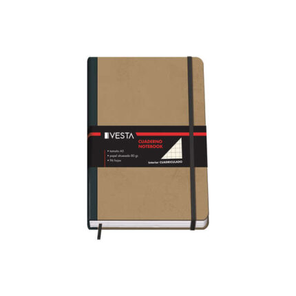 Dohe Quaderno in cartoncino con angoli arrotondati - 96 fogli di carta color avorio da 80 g - Copertina in tre pezzi con dorso in tessuto - Chiusura con elastici e nastro segnalibro
