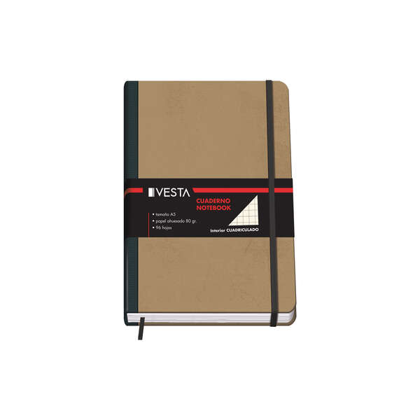 Dohe Quaderno in cartoncino con angoli arrotondati - 96 fogli di carta color avorio da 80 g - Copertina in tre pezzi con dorso in tessuto - Chiusura con elastici e nastro segnalibro