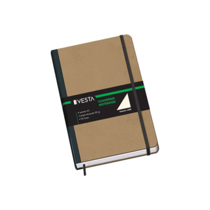 Dohe Quaderno in cartoncino con copertina in tre pezzi - 96 fogli di carta color avorio da 80 g - Chiusura con elastici e nastro segnalibro