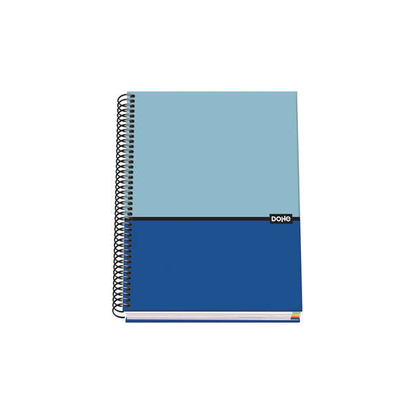 Dohe Quaderno a spirale A5 - 162x210 mm - Copertina rigida in cartoncino rivestito - Interno con 100 fogli di carta offset da 90 g - Quadretti da 5 mm con banda colorata