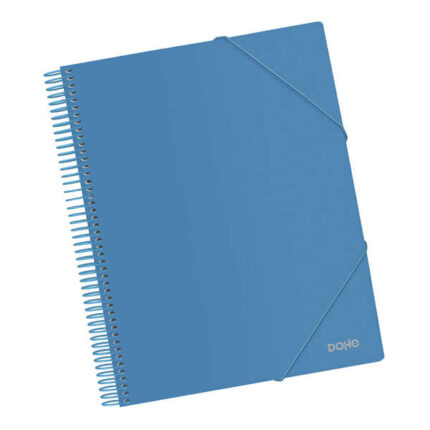 Dohe Raccoglitore con 20 buste formato A4 - Copertina in polipropilene opaco da 800 micron - Buste trasparenti da 80 micron - Spirale in plastica colorata - Elastici coordinati
