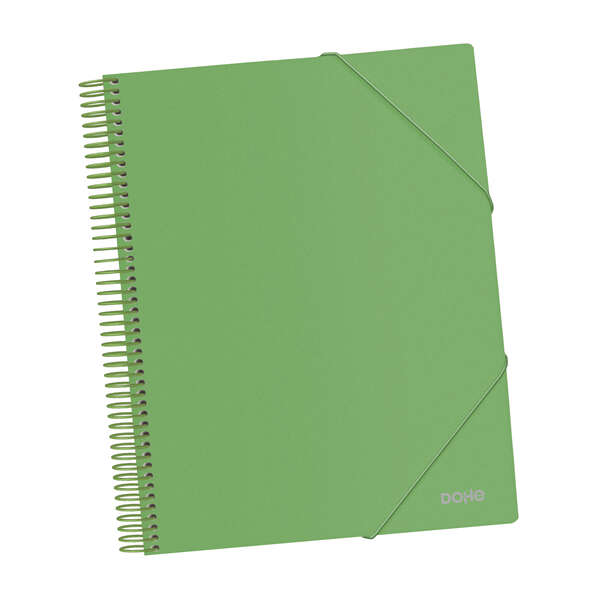 Dohe Raccoglitore con 20 buste formato A4 - Copertina in polipropilene opaco 800 micron - Buste trasparenti 80 micron - Spirale in plastica colorata e elastici abbinati