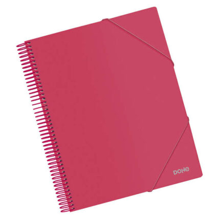 Dohe Raccoglitore con 20 buste formato A4 - Copertina in polipropilene opaco da 800 micron - Buste trasparenti da 80 micron - Spirale in plastica colorata - Elastici abbinati