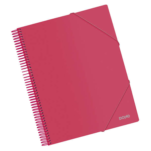 Dohe Raccoglitore con 20 buste formato A4 - Copertina in polipropilene opaco da 800 micron - Buste trasparenti da 80 micron - Spirale in plastica colorata - Elastici abbinati