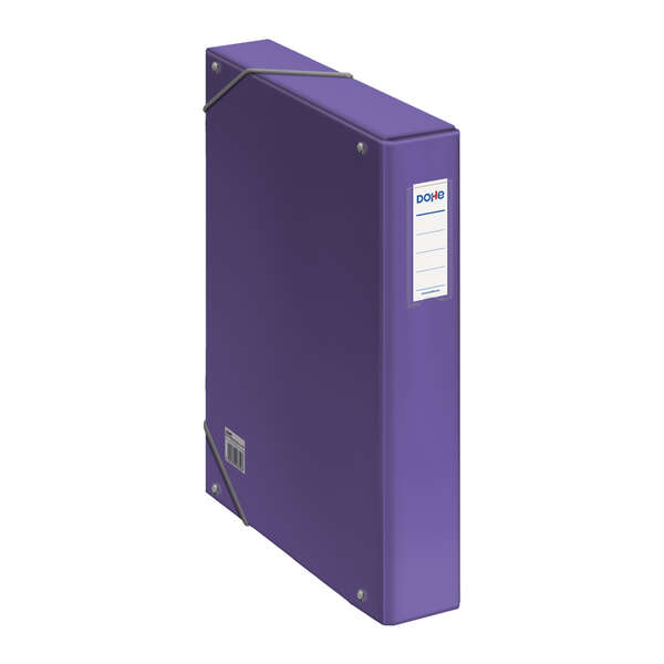 Dohe Scatola per progetti - Dorso da 5 cm - Cartone rivestito con carta stampata e plastificata - Portacartoline con etichetta sul dorso - Sistema di chiusura con elastici - Colore viola Dohe Scatola per progetti - Dorso da 5 cm - Cartone rivestito con carta stampata e plastificata - Portacartoline con etichetta sul dorso - Sistema di chiusura con elastici - Colore viola