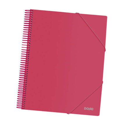 Dohe Raccoglitore con 30 buste formato A4 - Copertina in polipropilene opaco da 800 micron - Buste trasparenti da 80 micron - Spirale in plastica colorata - Elastici in tinta