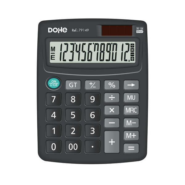 Calcolatrice elettronica da tavolo Dohe - Display LCD a 12 cifre - Alimentazione solare e a batterie - Tasti di grandi dimensioni Calcolatrice elettronica da tavolo Dohe - Display LCD a 12 cifre - Alimentazione solare e a batterie - Tasti di grandi dimensioni