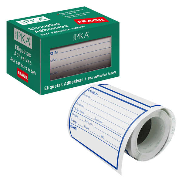 Dohe Rotolo da 200 etichette adesive prestampate per spedizioni - 109x82 mm - Ideale per la spedizione di pacchi