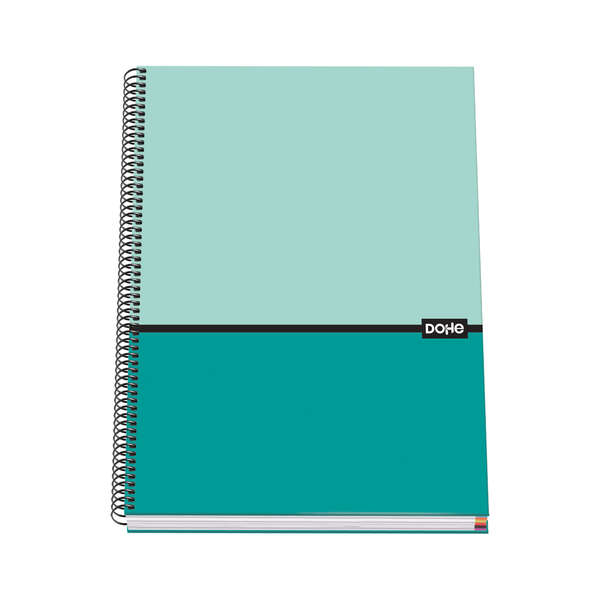 Dohe Quaderno a spirale con copertina rigida A4 - 228x300 mm - Copertina in cartoncino rivestito con carta stampata a colori e plastificata opaca - Interno con 100 fogli in carta offset da 90 g