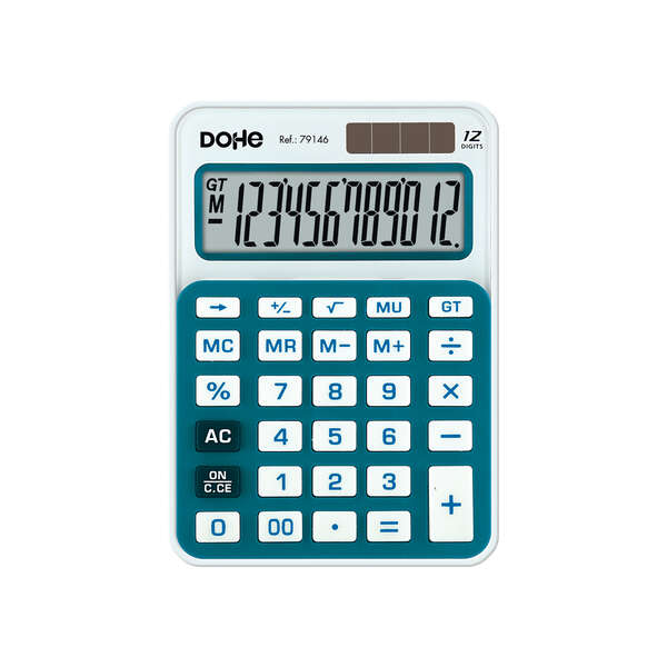 Dohe Calcolatrice Elettronica a 12 Cifre - Alimentazione Solare e a Batterie - 4 Tasti di Memoria - Spegnimento Automatico - Tasti di Grande Formato - Funzioni di Radice Quadrata e Mark Up