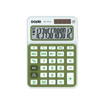 Dohe Calcolatrice da tavolo piccola a 12 cifre - Tasti di grandi dimensioni - 4 tasti di memoria - Spegnimento automatico - Alimentazione solare e a batterie - Colore bianco/verde