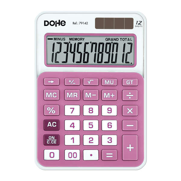 Dohe Calcolatrice Elettronica a 12 Cifre - Alimentazione Solare e a Batterie - 4 Tasti di Memoria - Spegnimento Automatico - Tasti di Grande Formato - Funzioni di Radice Quadrata e Mark Up