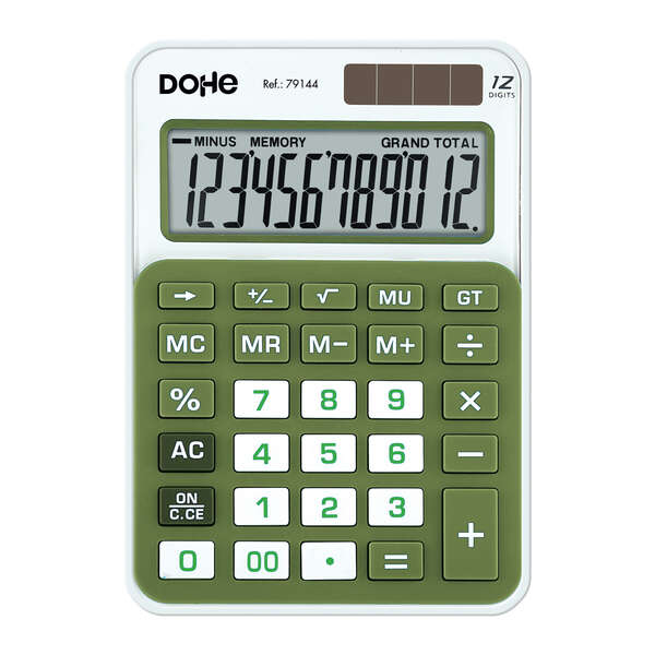 Dohe Calcolatrice Elettronica a 12 Cifre - Alimentazione Solare e a Batterie - 4 Tasti di Memoria - Spegnimento Automatico - Tasti di Grande Formato - Funzioni di Radice Quadrata e Mark Up