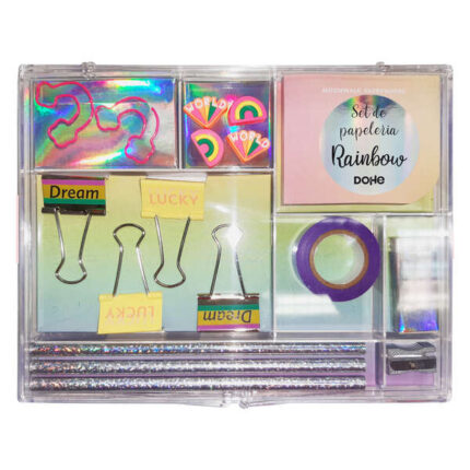 Set da scrivania da regalo Dohe - Include blocco note da 80 fogli 80x65 mm - Clip sagomate 36x28 mm - Fermagli 32 mm - Puntine da disegno 18