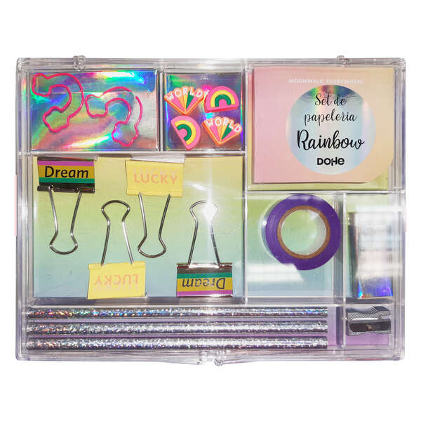 Set da scrivania da regalo Dohe - Include blocco note da 80 fogli 80x65 mm - Clip sagomate 36x28 mm - Fermagli 32 mm - Puntine da disegno 18 Set da scrivania da regalo Dohe - Include blocco note da 80 fogli 80x65 mm - Clip sagomate 36x28 mm - Fermagli 32 mm - Puntine da disegno 18