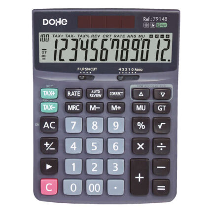 Calcolatrice elettronica da tavolo Dohe - Display LCD a 12 cifre - Alimentazione solare e a batterie - Tasti di grandi dimensioni