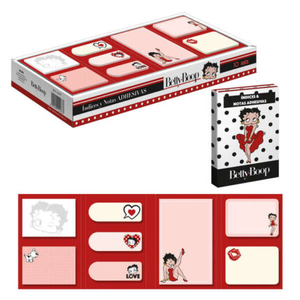 Dohe Espositore di etichette adesive e post-it Betty Boop - Set da 10 - Pre-stampati a colori - Adesivo potente - Ideale per segnaletica e classificazione - Set di 8 blocchi da 20 fogli