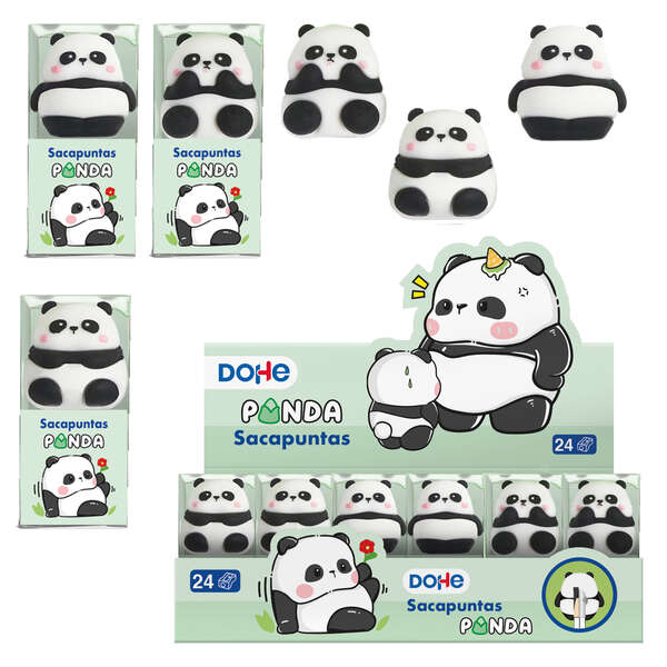 Dohe Espositore da 24 temperamatite - 1 foro e lama in acciaio - A forma di orso panda