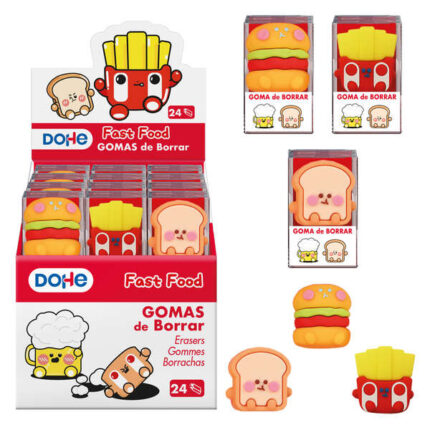 Dohe Espositore da 24 gomme da cancellare - Realizzate in PVC - A forma di alimenti