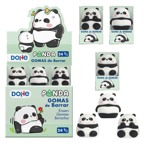 Dohe Espositore da 24 gomme da cancellare - Realizzate in PVC - A forma di orso panda