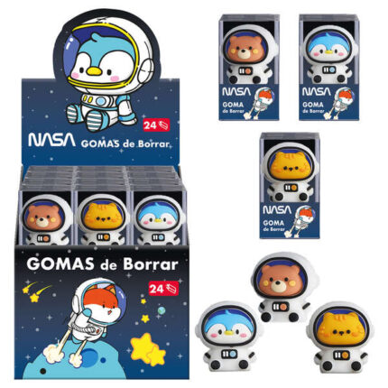 Dohe Espositore da 24 gomme da cancellare - Realizzate in PVC - A forma di astronauti-animali
