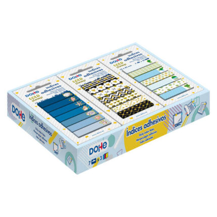 Dohe Espositore da 21 indici adesivi prestampati - 12x45 mm - Motivi stampati in oro