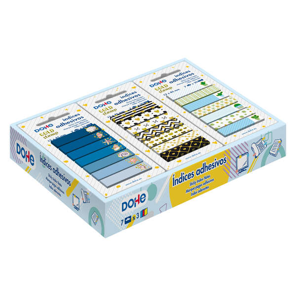 Dohe Espositore da 21 indici adesivi prestampati - 12x45 mm - Motivi stampati in oro