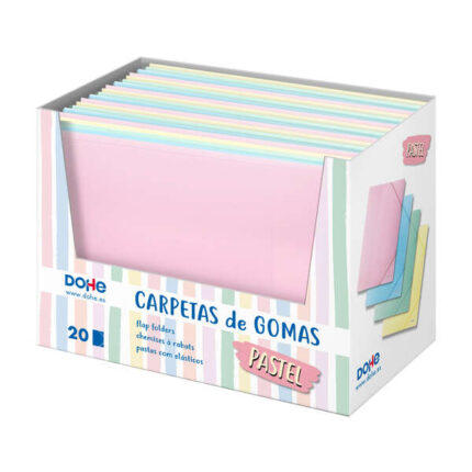 Dohe Espositore di cartelline con elastico formato A4 - 20 pezzi - Polipropilene da 600 micron - Colori assortiti